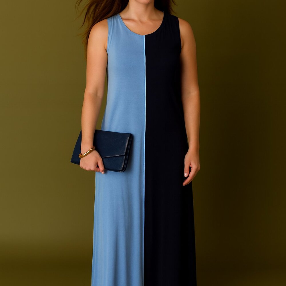 Karen Kane  light blue and dark blue dress